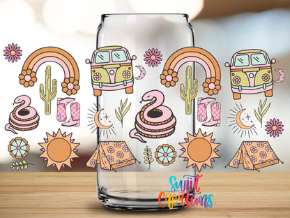 Groovy Western UV DTF Transfer Tumbler Wrap | Retro Camper Boots | DTF333 - Swiit Creations
