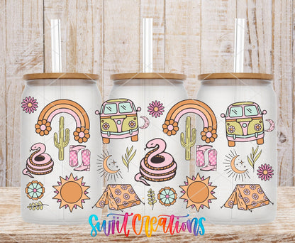 Groovy Western UV DTF Transfer Tumbler Wrap | Retro Camper Boots | DTF333 - Swiit Creations