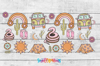Groovy Western UV DTF Transfer Tumbler Wrap | Retro Camper Boots | DTF333 - Swiit Creations