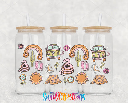 Groovy Western UV DTF Transfer Tumbler Wrap | Retro Camper Boots | DTF333 - Swiit Creations
