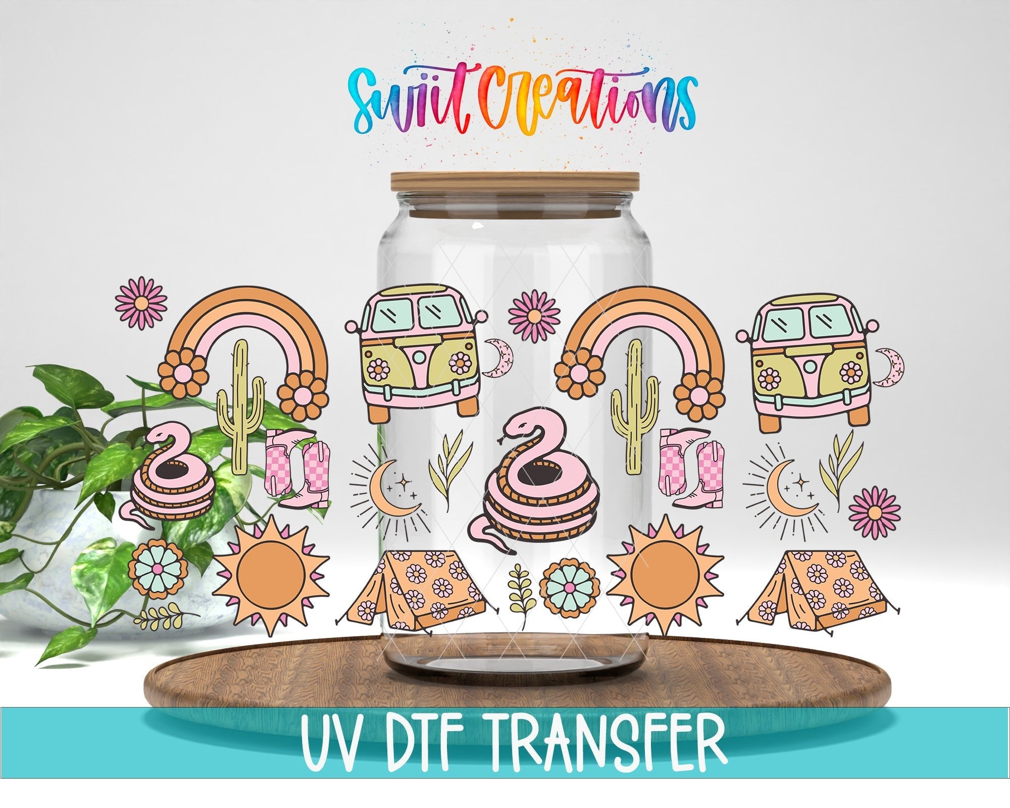 Groovy Western UV DTF Transfer Tumbler Wrap | Retro Camper Boots | DTF333 - Swiit Creations