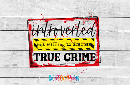 Introverted True Crime artwork detail for the finished 16 oz tumbler