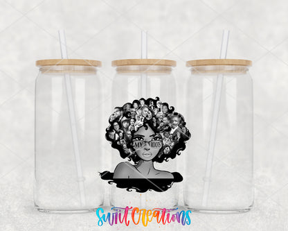 My Roots clear glass tumbler group mockup with bamboo lids and straws