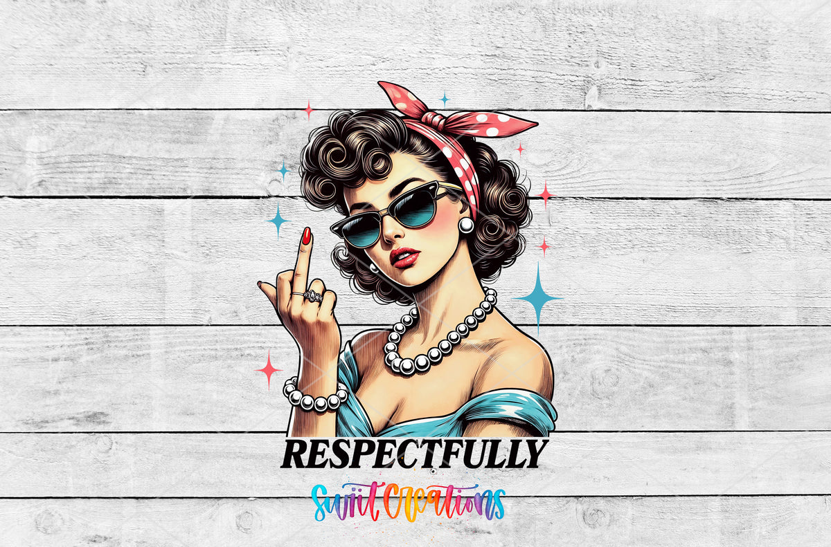 Respectfully Vintage Woman artwork detail for the finished 16 oz tumbler
