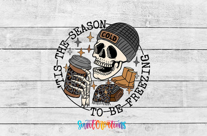 Tis the Season to Be Freezing artwork detail for the finished 16 oz tumbler