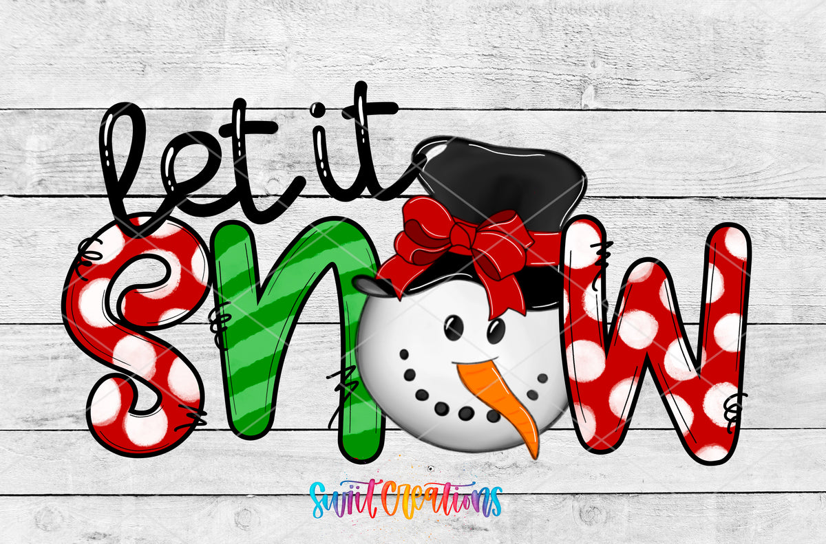 Let It Snow Colorful Snowman artwork detail for the finished 16 oz tumbler