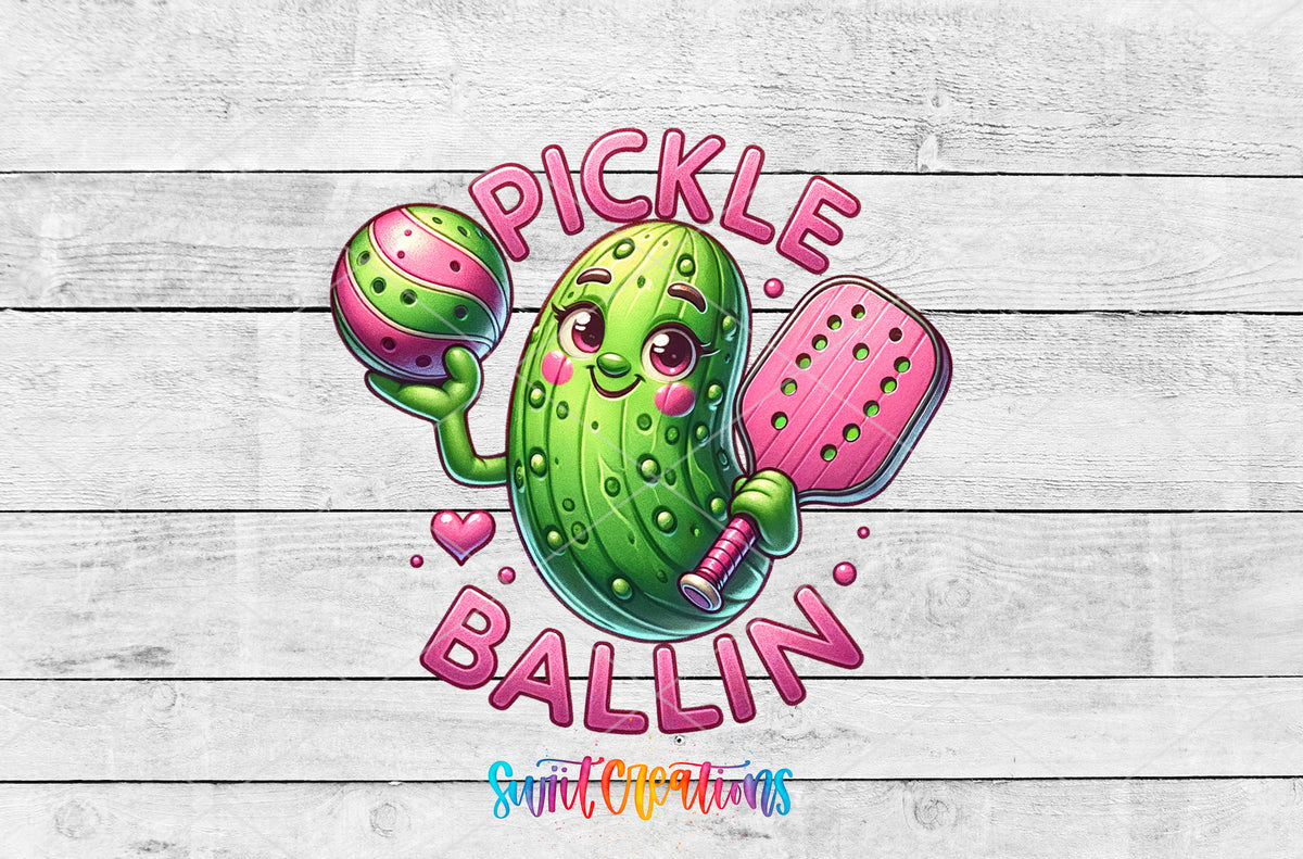Pickle Ballin artwork detail for the finished 16 oz tumbler