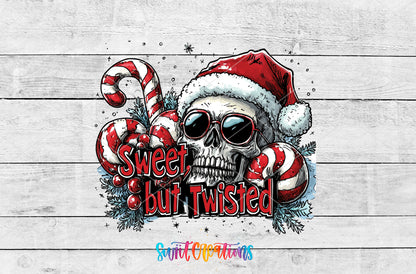 Sweet but Twisted Christmas Skull artwork detail for the finished 16 oz tumbler