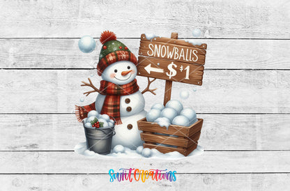 Snowball Stand Snowman artwork detail for the finished 16 oz tumbler