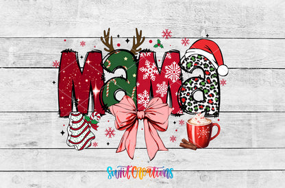 Christmas Mama Bow artwork detail for the finished 16 oz tumbler