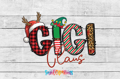 Gigi Claus artwork detail for the finished 16 oz tumbler