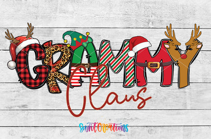 Grammy Claus artwork detail for the finished 16 oz tumbler