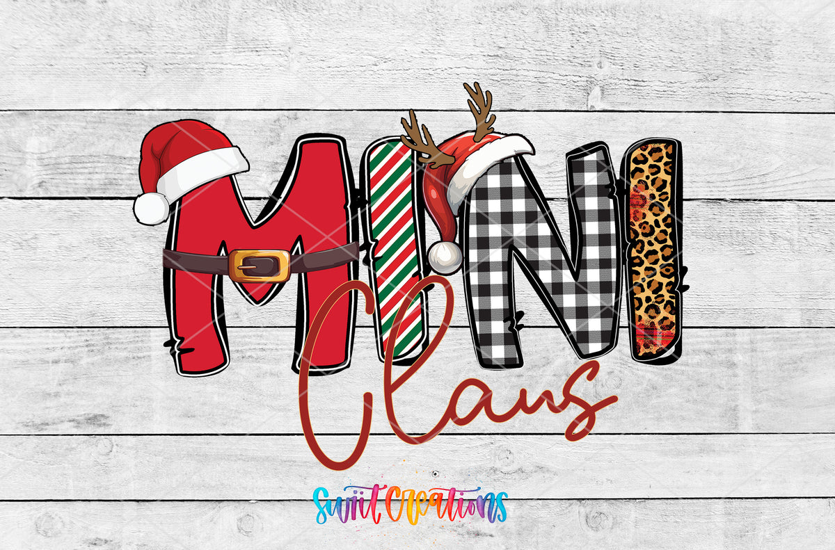 Mini Claus artwork detail for the finished 16 oz tumbler