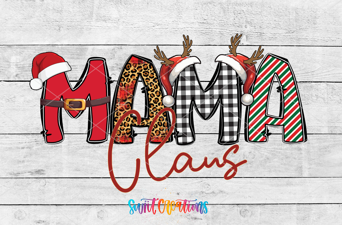 Mama Claus artwork detail for the finished 16 oz tumbler
