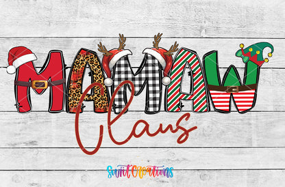 Mamaw Claus artwork detail for the finished 16 oz tumbler