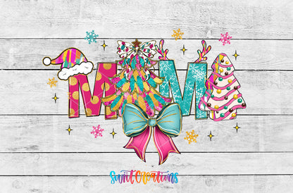 Pastel Christmas Mama artwork detail for the finished 16 oz tumbler