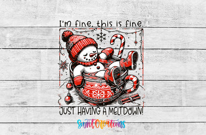 I'm Fine Just Having a Meltdown artwork detail for the finished 16 oz tumbler