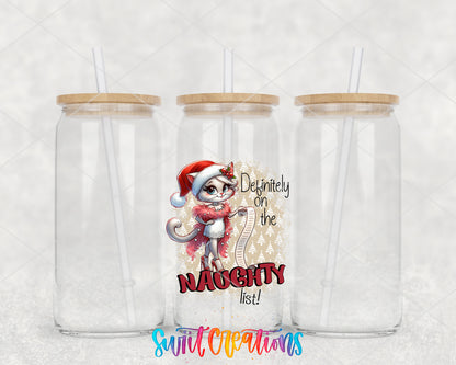 Definitely on the Naughty List clear glass tumbler group mockup with bamboo lids and straws