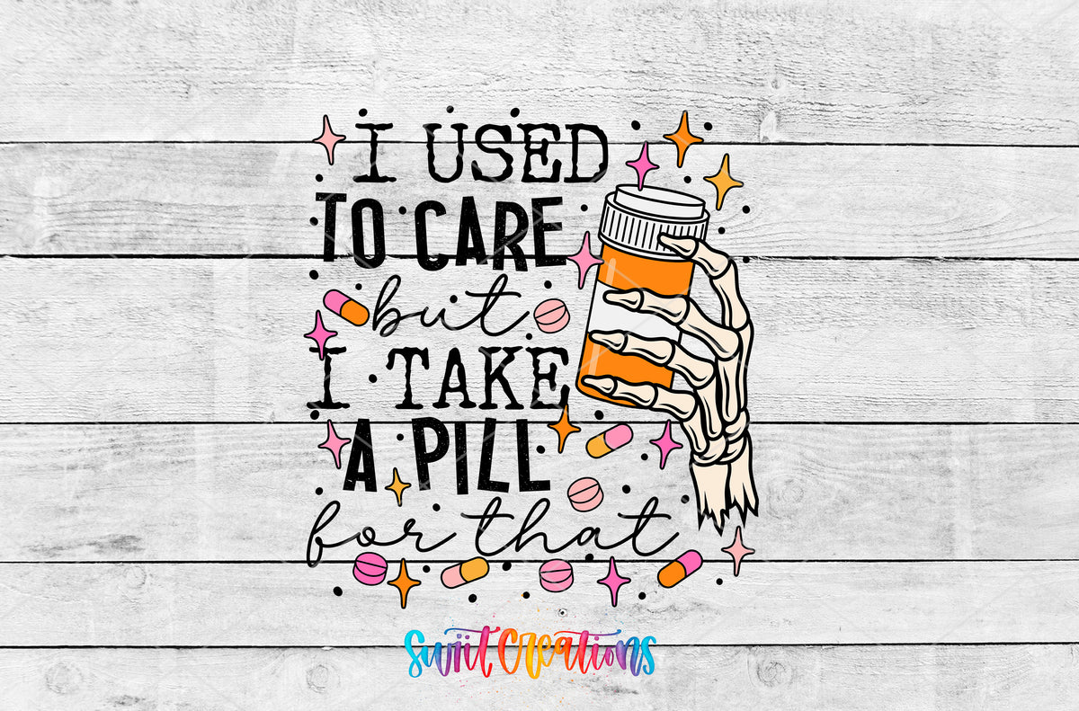I Used to Care artwork detail for the finished 16 oz tumbler