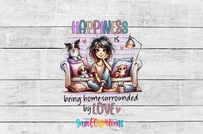 Happiness Is Being Home artwork detail for the finished 16 oz tumbler
