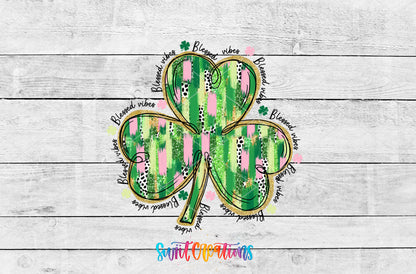 Irish Blessing Clover artwork detail for the finished 16 oz tumbler