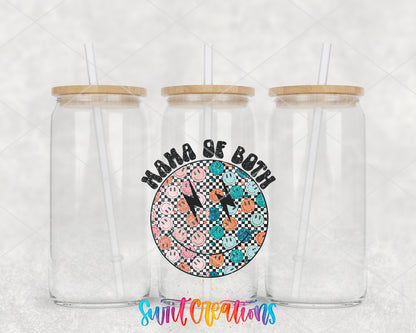 Mama of Both clear glass tumbler group mockup with bamboo lids and straws