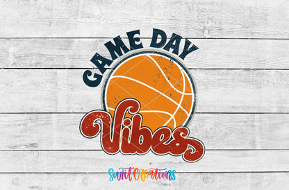 Basketball Game Day Vibes artwork detail for the finished 16 oz tumbler