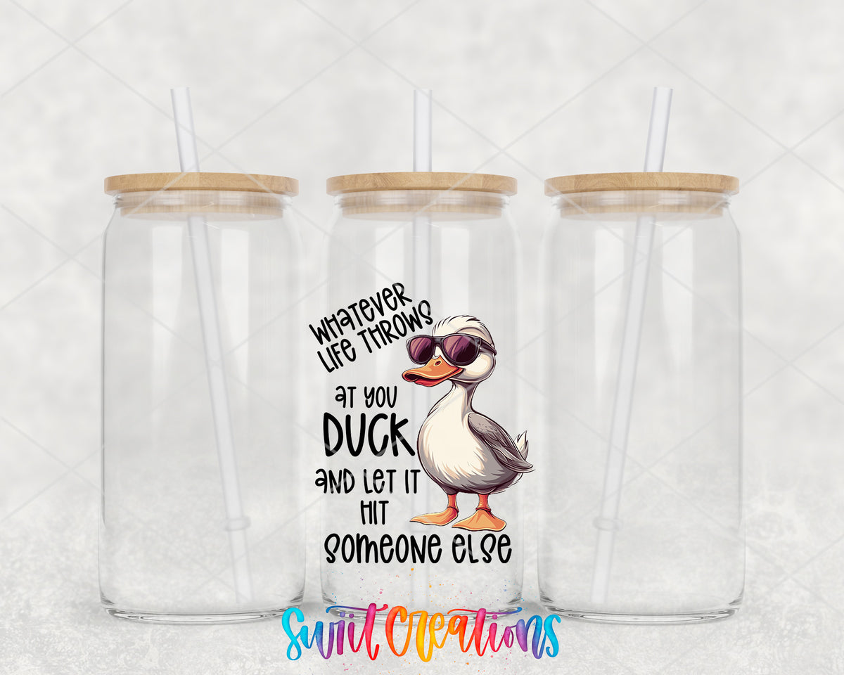 Whatever Life Throws at You clear glass tumbler group mockup with bamboo lids and straws