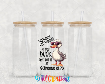 Whatever Life Throws at You clear glass tumbler group mockup with bamboo lids and straws
