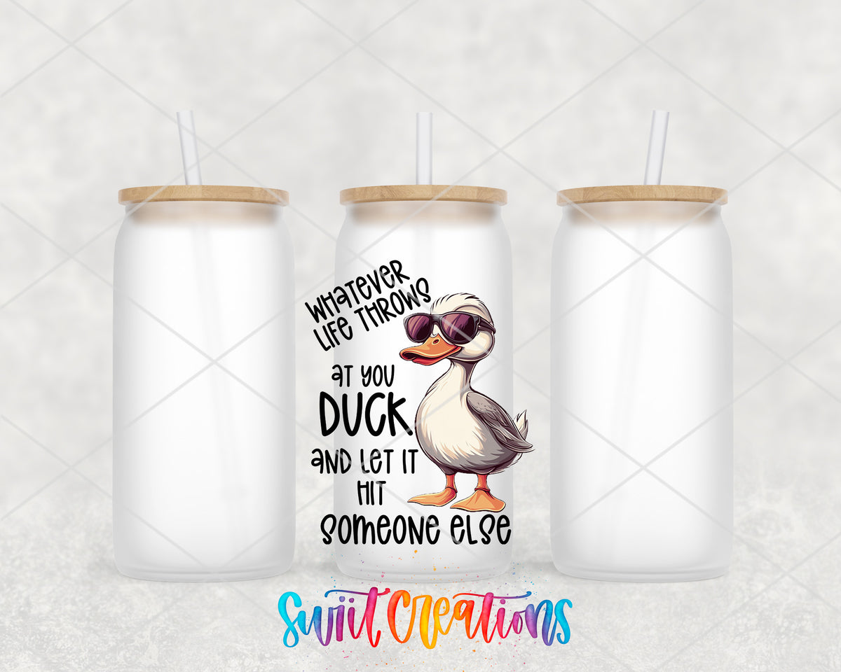 Whatever Life Throws at You frosted glass tumbler group view with lids and straws