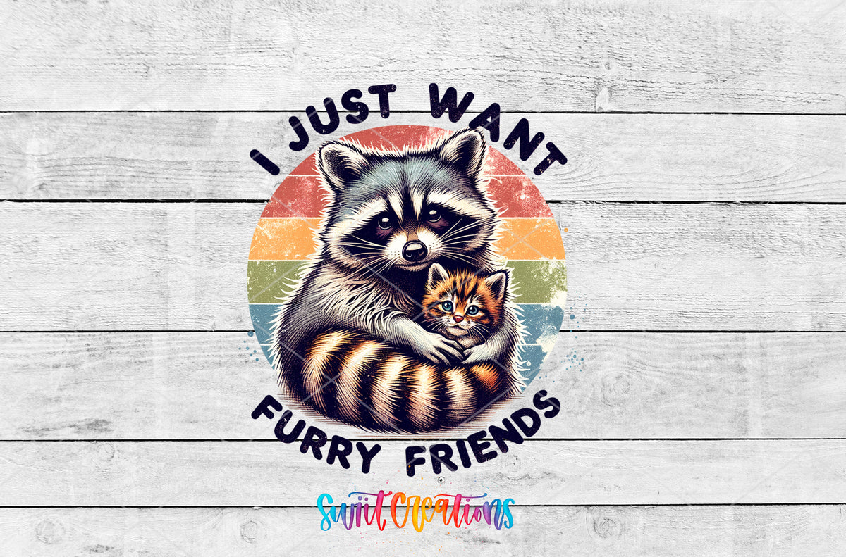 I Just Want Furry Friends artwork detail for the finished 16 oz tumbler