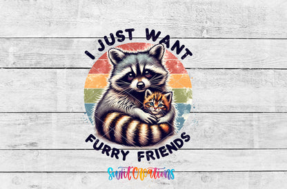 I Just Want Furry Friends artwork detail for the finished 16 oz tumbler