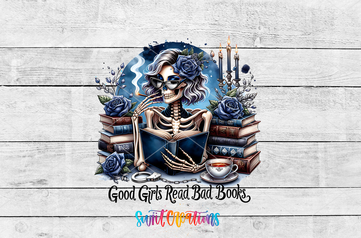 Good Girls Read Bad Books artwork detail for the finished 16 oz tumbler