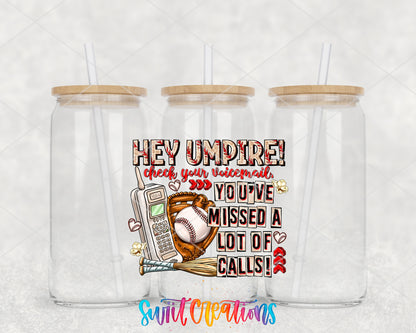 Hey Umpire clear glass tumbler group mockup with bamboo lids and straws