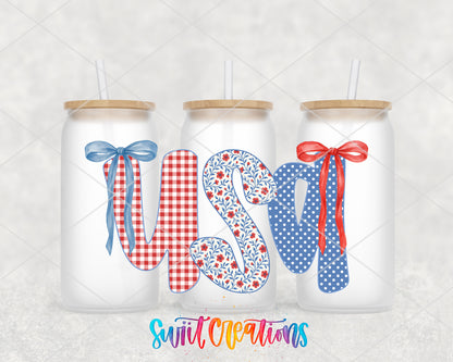 USA Coquette frosted glass tumbler group view with lids and straws