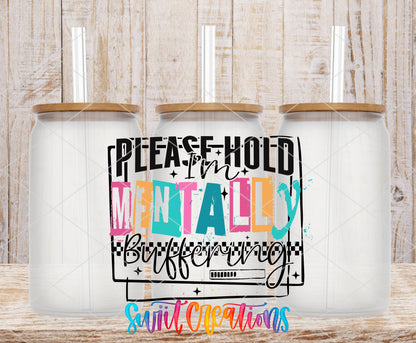 Mentally Buffering Color frosted glass tumbler mockup with bamboo lids and straws