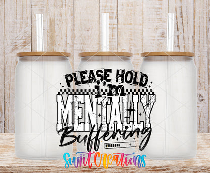 Mentally Buffering Black frosted glass tumbler mockup with bamboo lids and straws