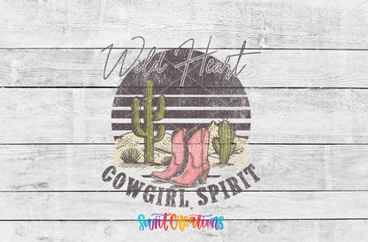 Wild Heart Cowgirl Spirit artwork detail for the finished 16 oz tumbler