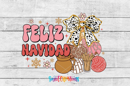Feliz Navidad Coquette artwork detail for the finished 16 oz tumbler