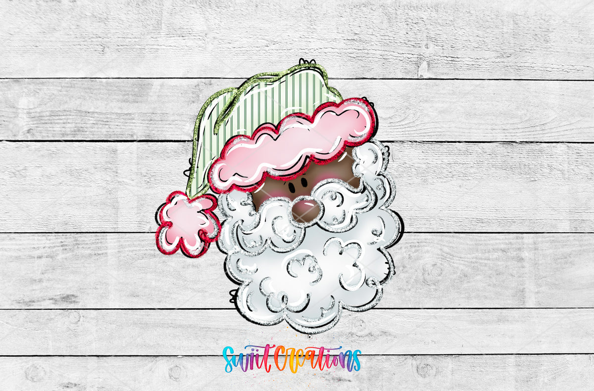 Black Santa artwork detail for the finished 16 oz tumbler