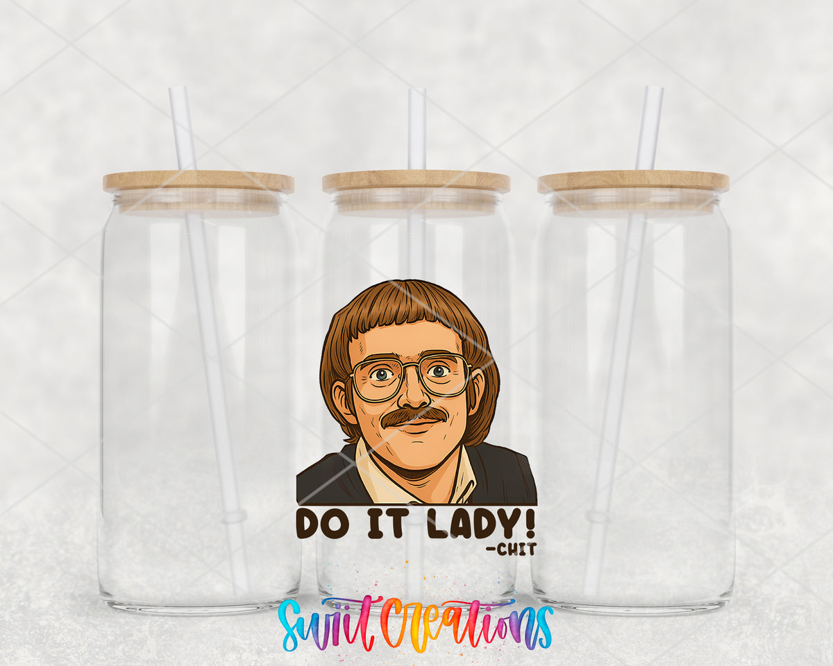 Do It Lady clear glass tumbler group mockup with bamboo lids and straws