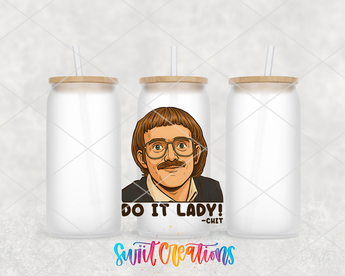 Do It Lady frosted glass tumbler group view with lids and straws