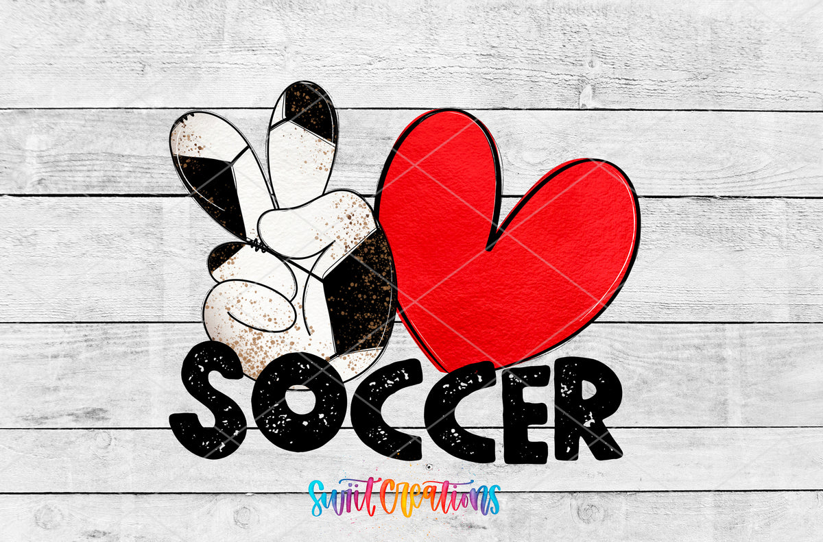 Peace Love Soccer artwork detail for the finished 16 oz tumbler