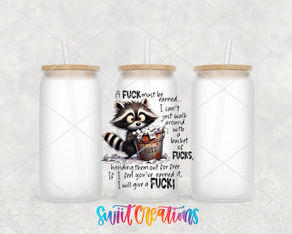 A Fuck Must Be Earned frosted glass tumbler group view with lids and straws