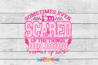 Sometimes Even I'm Scared Pink artwork detail for the finished 16 oz tumbler