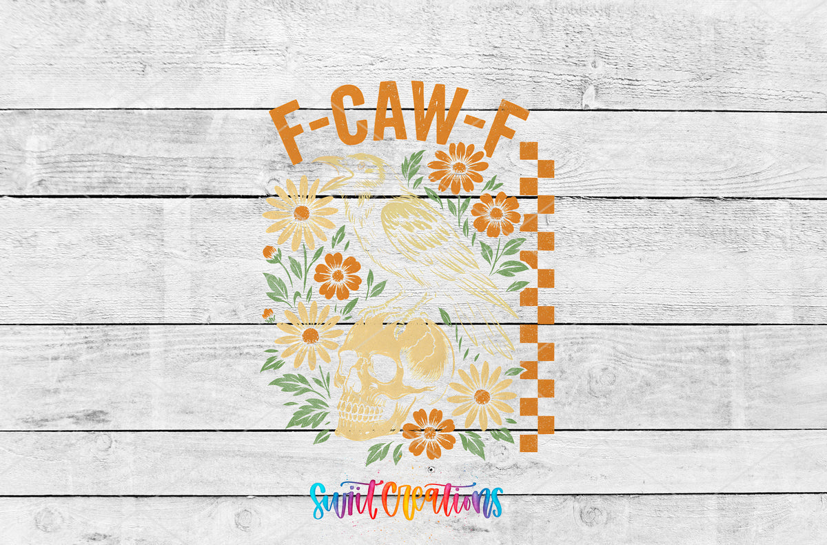 F-Caw-F Floral Crow artwork detail for the finished 16 oz tumbler