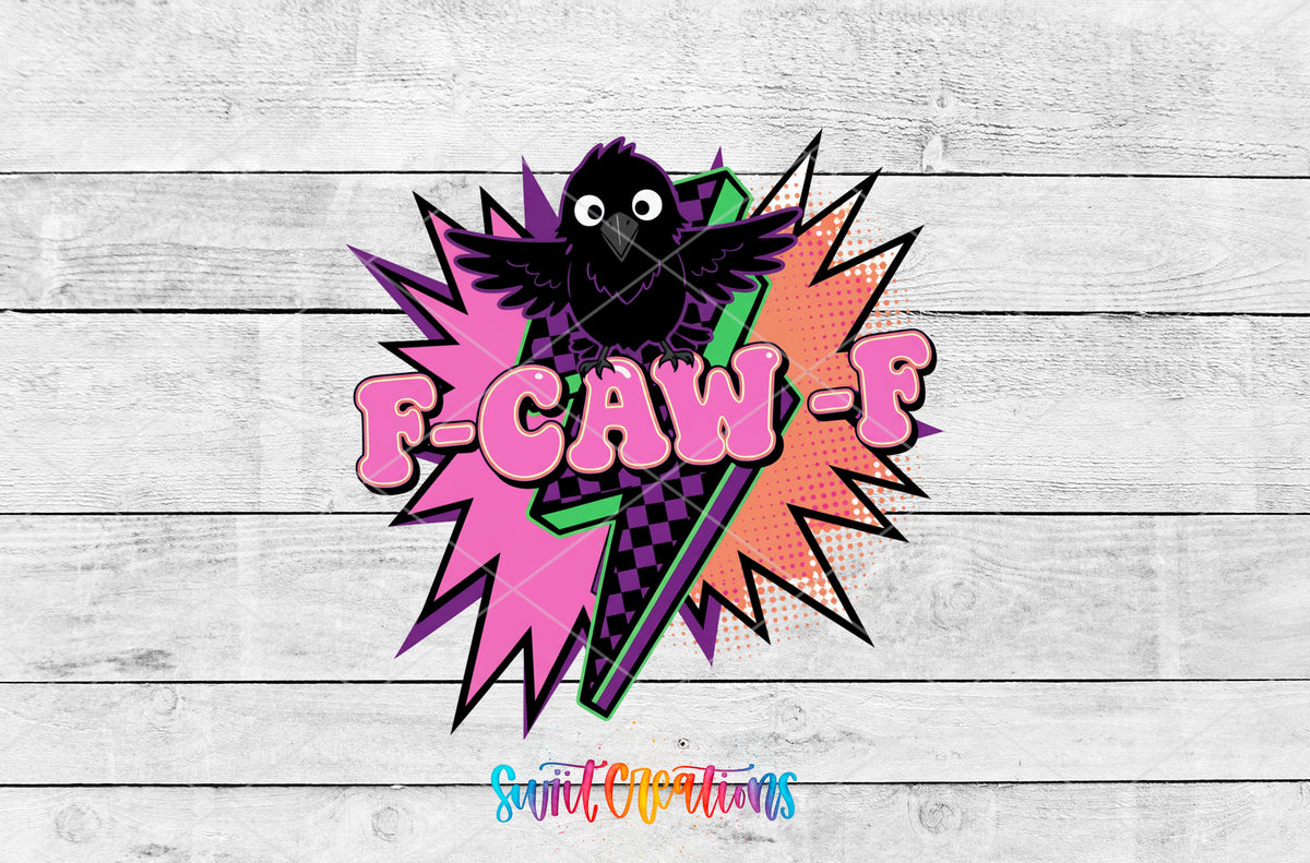F-Caw-F Colorful Crow artwork detail for the finished 16 oz tumbler