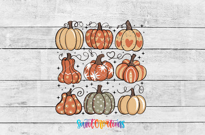 Retro Pumpkin artwork detail for the finished 16 oz tumbler
