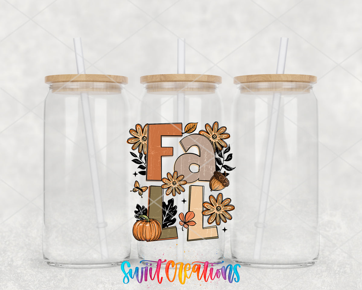 Boho Fall clear glass tumbler group mockup with bamboo lids and straws