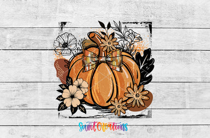 Retro Boho Pumpkin artwork detail for the finished 16 oz tumbler